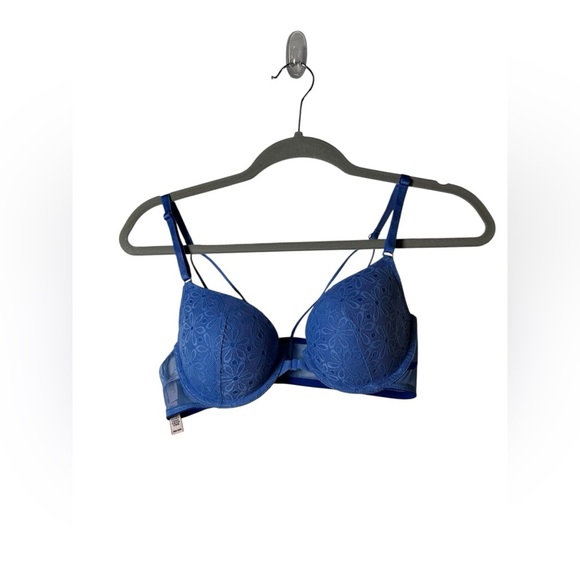 Victoria’s Secret Lace Demi Bra Blue Floral Mesh Size 36B - Picture 3 of 11